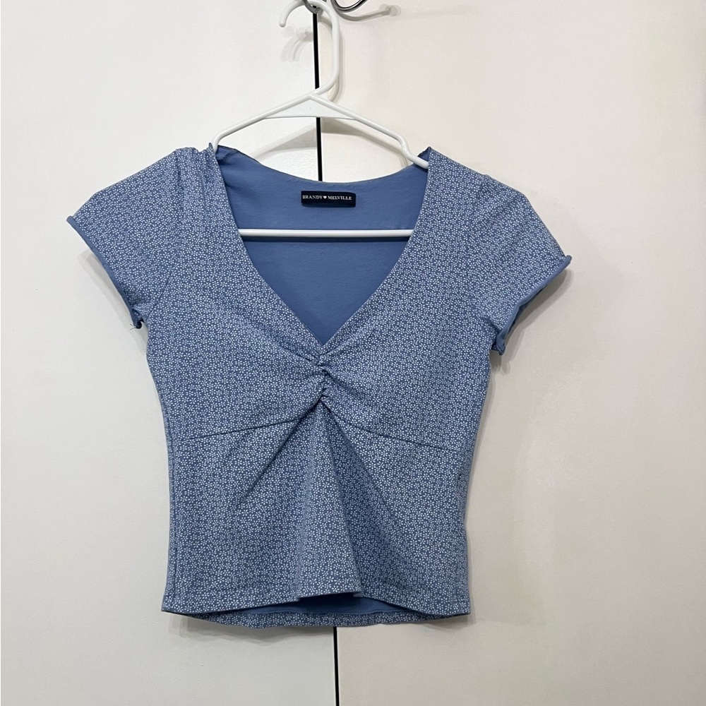 Gently used Brandy Melville blue floral crop top size Small